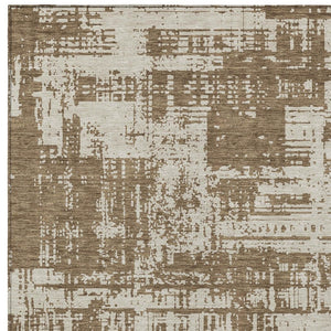 Homeroots 3' Aqua And Ivory Abstract Washable Area Rug For Indoor Outdoor Spaces - Durable And Stylish Design 10' X 14' Polyester 593185