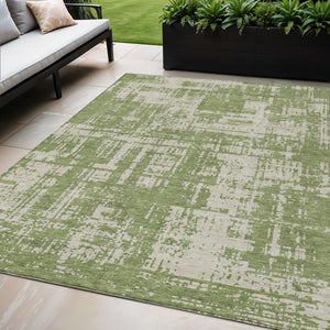 Homeroots 3' Aqua And Ivory Abstract Washable Area Rug For Indoor Outdoor Spaces - Durable And Stylish Design 5' X 8' Polyester 593187