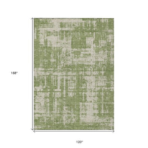 Homeroots 3' Aqua And Ivory Abstract Washable Area Rug For Indoor Outdoor Spaces - Durable And Stylish Design 10' X 14' Polyester 593191