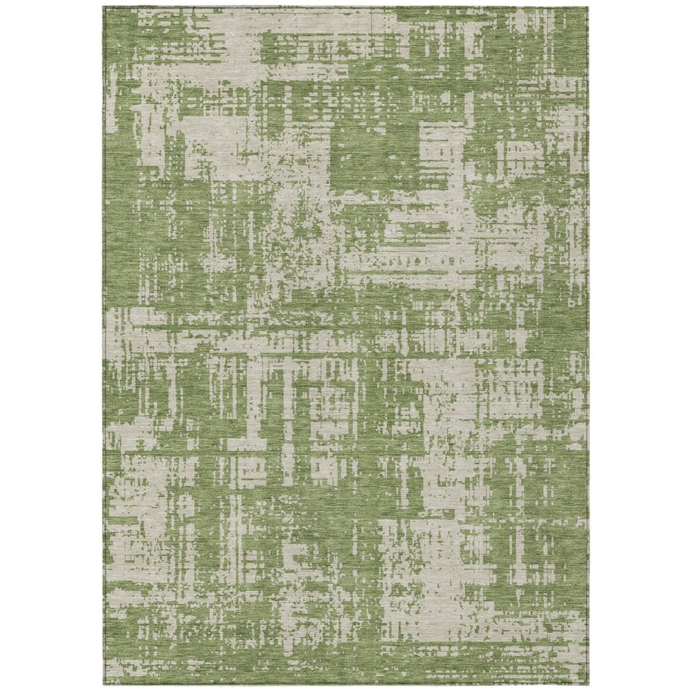 HomeRoots 5' Abstract Green and Beige Washable Indoor-Outdoor Area Rug for Homes with Kids and Pets 10' X 14' 593191