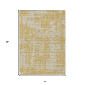 Homeroots 3' Aqua And Ivory Abstract Washable Area Rug For Indoor Outdoor Spaces - Durable And Stylish Design 3' X 5' Polyester 593192