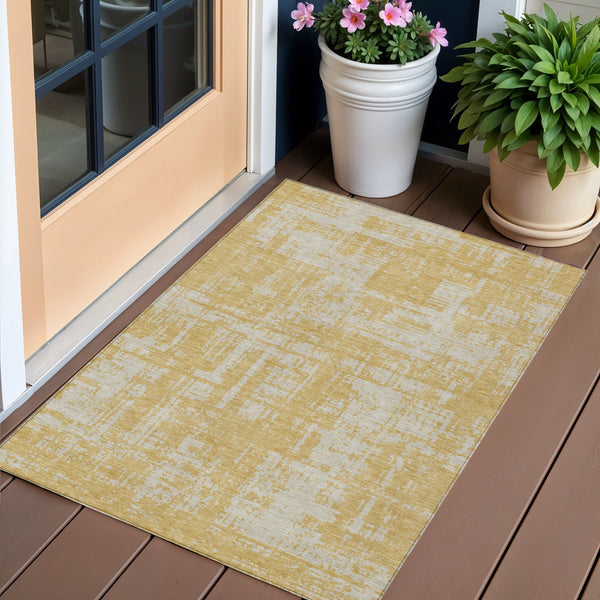 Homeroots 3' Aqua And Ivory Abstract Washable Area Rug For Indoor Outdoor Spaces - Durable And Stylish Design 3' X 5' Polyester 593192