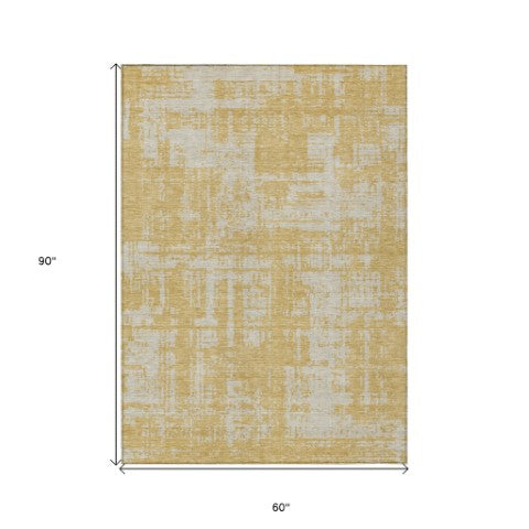 Homeroots 3' Aqua And Ivory Abstract Washable Area Rug For Indoor Outdoor Spaces - Durable And Stylish Design 5' X 8' Polyester 593193