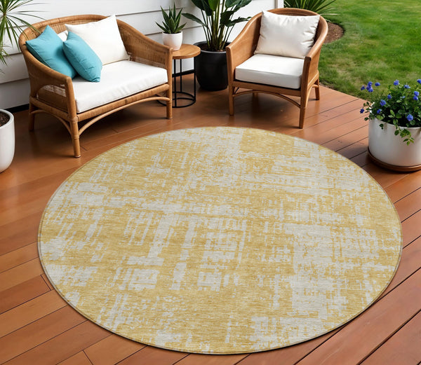 Homeroots 3' Aqua And Ivory Abstract Washable Area Rug For Indoor Outdoor Spaces - Durable And Stylish Design 8' Round Polyester 593194