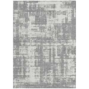 Homeroots 3' Aqua And Ivory Abstract Washable Area Rug For Indoor Outdoor Spaces - Durable And Stylish Design 5' X 8' Polyester 593199