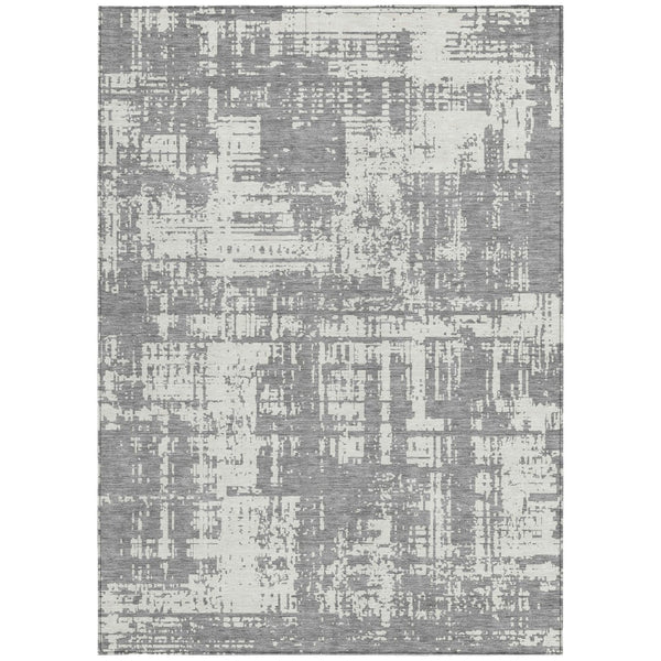 Homeroots 3' Aqua And Ivory Abstract Washable Area Rug For Indoor Outdoor Spaces - Durable And Stylish Design 5' X 8' Polyester 593199