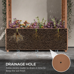 English Elm Outsunny Raised Garden Bed With Trellis For Climbing Plants, Stylish Outdoor Wood Planter Box 71" W2225P174410-GIGA