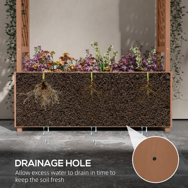 English Elm Outsunny Raised Garden Bed With Trellis For Climbing Plants, Stylish Outdoor Wood Planter Box 71" W2225P174410-GIGA