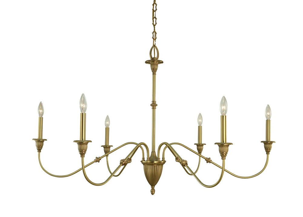 Framburg 6-light Elegant Brushed Brass Hinsdale Dining Chandelier - Handcrafted Usa Metal Masterpiece Brushed Brass Metal 5932 Br
