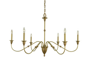 Framburg 6-light Elegant Brushed Brass Hinsdale Dining Chandelier - Handcrafted Usa Metal Masterpiece Brushed Brass Metal 5932 Br