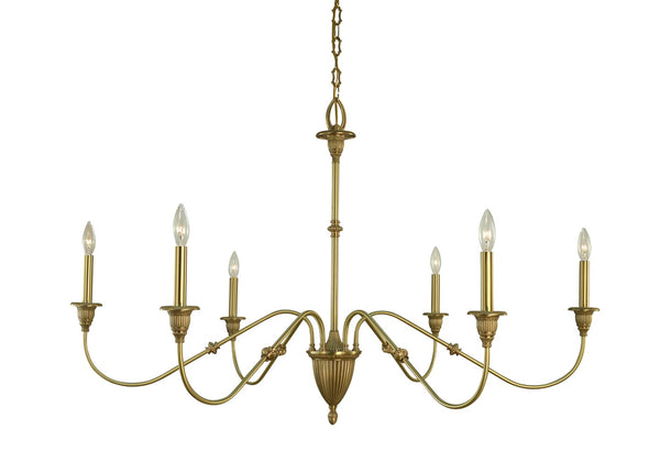 Framburg 6-light Elegant Brushed Brass Hinsdale Dining Chandelier - Handcrafted Usa Metal Masterpiece Brushed Brass Metal 5932 Br