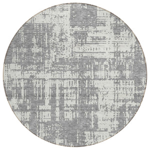 HomeRoots 5' Modern Abstract Gray and Ivory Washable Indoor Outdoor Area Rug for Stylish Home Decor 8' Round 593200