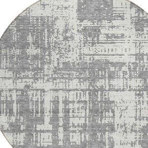 Homeroots 3' Aqua And Ivory Abstract Washable Area Rug For Indoor Outdoor Spaces - Durable And Stylish Design 8' Round Polyester 593200