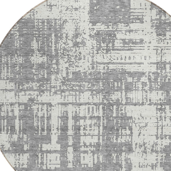 Homeroots 3' Aqua And Ivory Abstract Washable Area Rug For Indoor Outdoor Spaces - Durable And Stylish Design 8' Round Polyester 593200