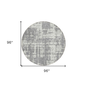 Homeroots 3' Aqua And Ivory Abstract Washable Area Rug For Indoor Outdoor Spaces - Durable And Stylish Design 8' Round Polyester 593200