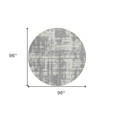 Homeroots 3' Aqua And Ivory Abstract Washable Area Rug For Indoor Outdoor Spaces - Durable And Stylish Design 8' Round Polyester 593200