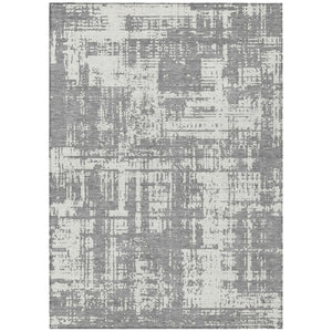 HomeRoots 9' Gray and Ivory Abstract Washable Area Rug for Indoor and Outdoor Spaces - Durable, Stylish, Easy-Care 9' X 12' 593202