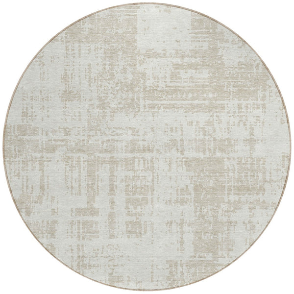 Homeroots 3' Aqua And Ivory Abstract Washable Area Rug For Indoor Outdoor Spaces - Durable And Stylish Design 8' Round Polyester 593206