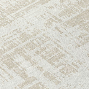 Homeroots 3' Aqua And Ivory Abstract Washable Area Rug For Indoor Outdoor Spaces - Durable And Stylish Design 8' Round Polyester 593206