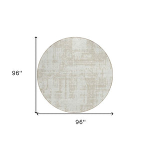 Homeroots 3' Aqua And Ivory Abstract Washable Area Rug For Indoor Outdoor Spaces - Durable And Stylish Design 8' Round Polyester 593206