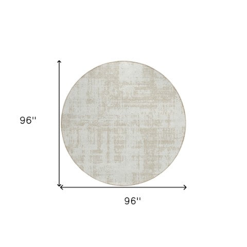 Homeroots 3' Aqua And Ivory Abstract Washable Area Rug For Indoor Outdoor Spaces - Durable And Stylish Design 8' Round Polyester 593206