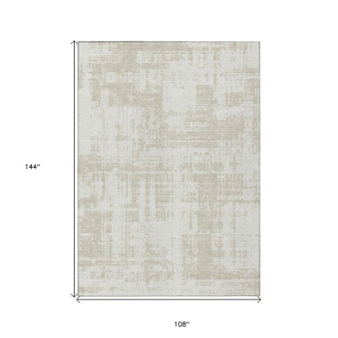 Homeroots 3' Aqua And Ivory Abstract Washable Area Rug For Indoor Outdoor Spaces - Durable And Stylish Design 9' X 12' Polyester 593208