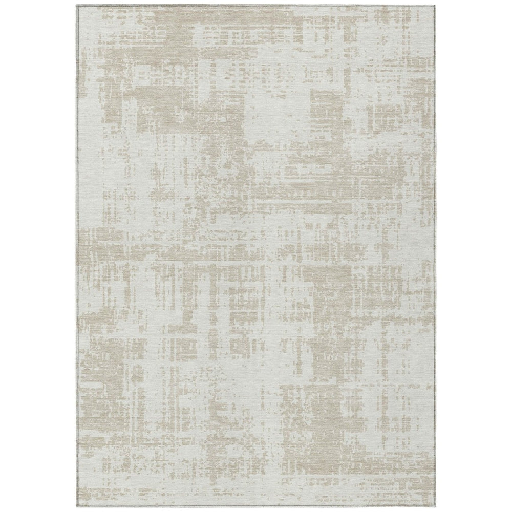 HomeRoots 9' Ivory and Beige Abstract Area Rug – Washable Indoor/Outdoor Design for Modern Living Spaces 9' X 12' 593208