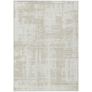 HomeRoots 5' Ivory and Beige Abstract Area Rug – Durable, Washable Indoor/Outdoor Design for Any Space 10' X 14' 593209