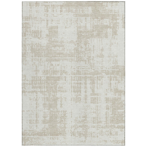 Homeroots 3' Aqua And Ivory Abstract Washable Area Rug For Indoor Outdoor Spaces - Durable And Stylish Design 10' X 14' Polyester 593209