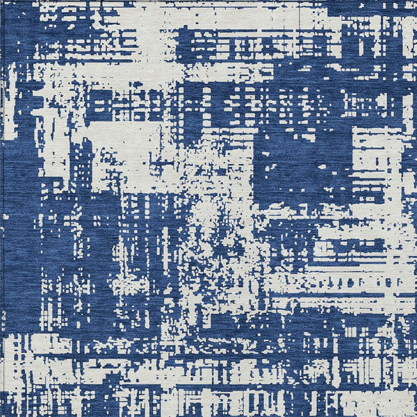 Homeroots 3' Aqua And Ivory Abstract Washable Area Rug For Indoor Outdoor Spaces - Durable And Stylish Design 3' X 5' Polyester 593210