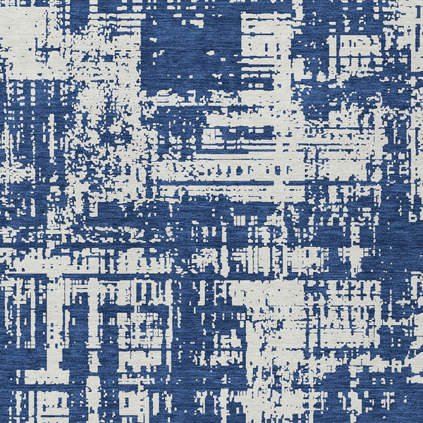 Homeroots 3' Aqua And Ivory Abstract Washable Area Rug For Indoor Outdoor Spaces - Durable And Stylish Design 5' X 8' Polyester 593211