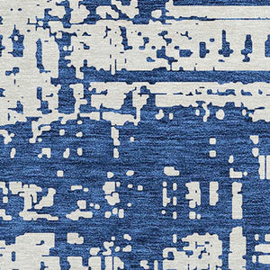 Homeroots 3' Aqua And Ivory Abstract Washable Area Rug For Indoor Outdoor Spaces - Durable And Stylish Design 8' Round Polyester 593212