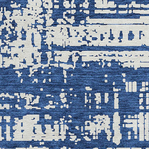 Homeroots 3' Aqua And Ivory Abstract Washable Area Rug For Indoor Outdoor Spaces - Durable And Stylish Design 8' Round Polyester 593212