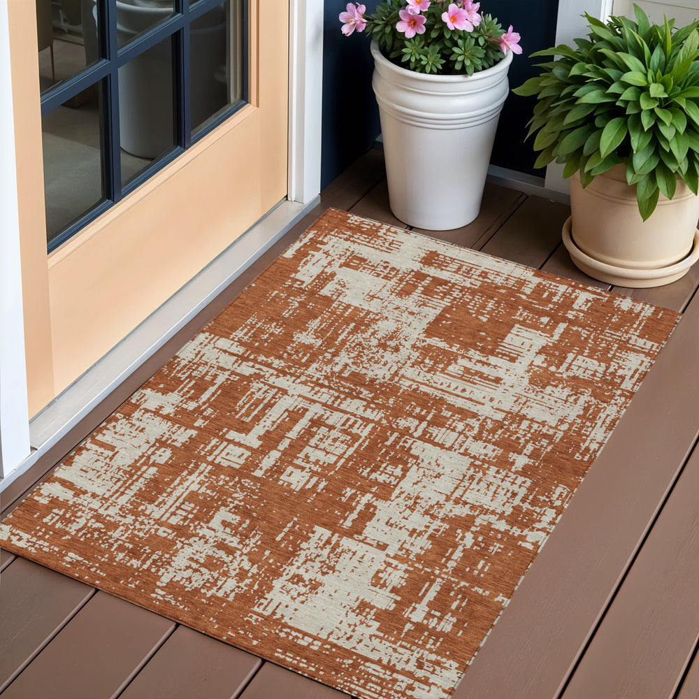 Homeroots 3' Aqua And Ivory Abstract Washable Area Rug For Indoor Outdoor Spaces - Durable And Stylish Design 3' X 5' Polyester 593216