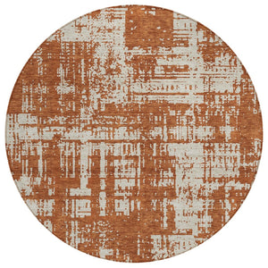 HomeRoots 5' Brown and Ivory Abstract Area Rug - Durable, Washable Design for Indoor and Outdoor Spaces 8' Round 593218