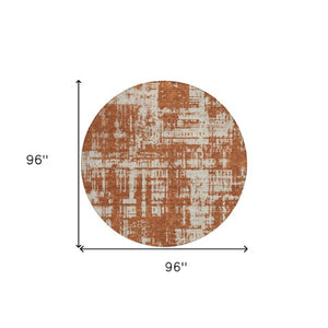 Homeroots 3' Aqua And Ivory Abstract Washable Area Rug For Indoor Outdoor Spaces - Durable And Stylish Design 8' Round Polyester 593218