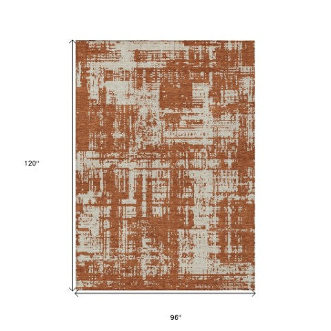 Homeroots 3' Aqua And Ivory Abstract Washable Area Rug For Indoor Outdoor Spaces - Durable And Stylish Design 8' X 10' Polyester 593219