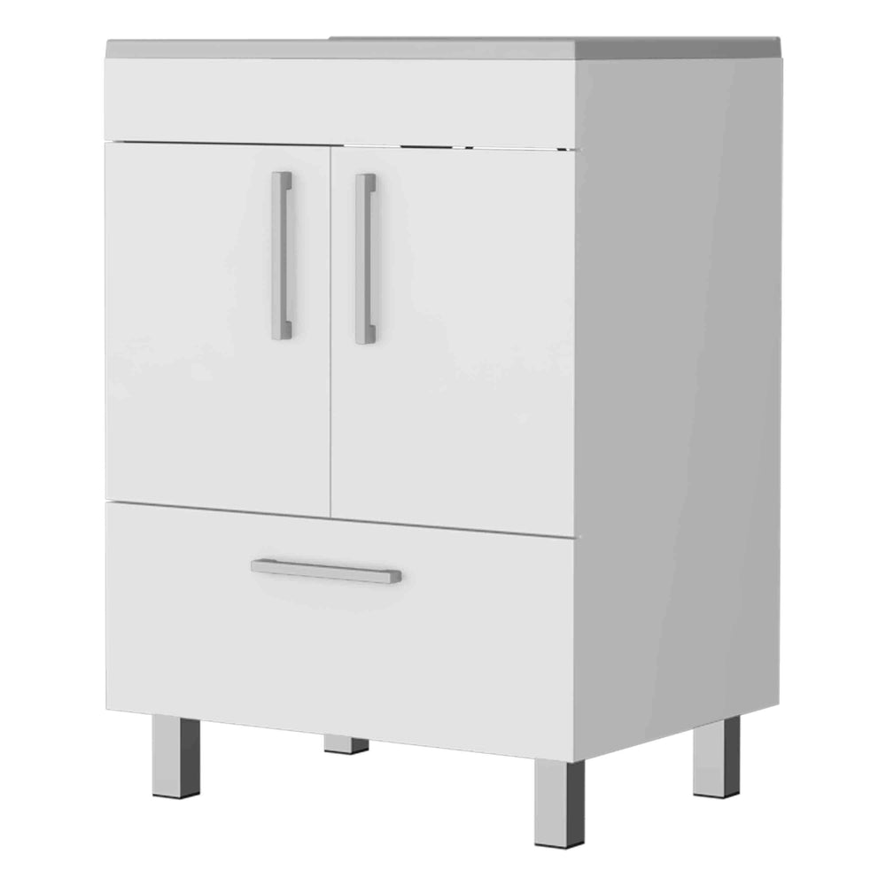 English Elm Othello White Single Bathroom Vanity with Drawer & Double Door Cabinet, 29.5" Top, Four Legs B128S00072