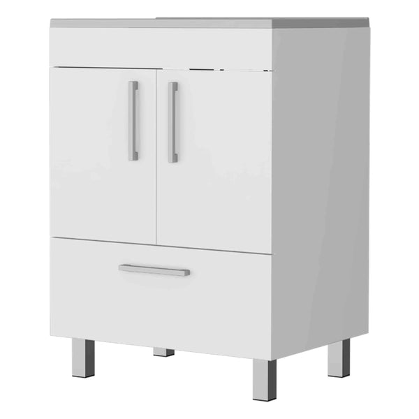 English Elm Othello White Single Bathroom Vanity with Drawer & Double Door Cabinet, 29.5" Top, Four Legs B128S00072