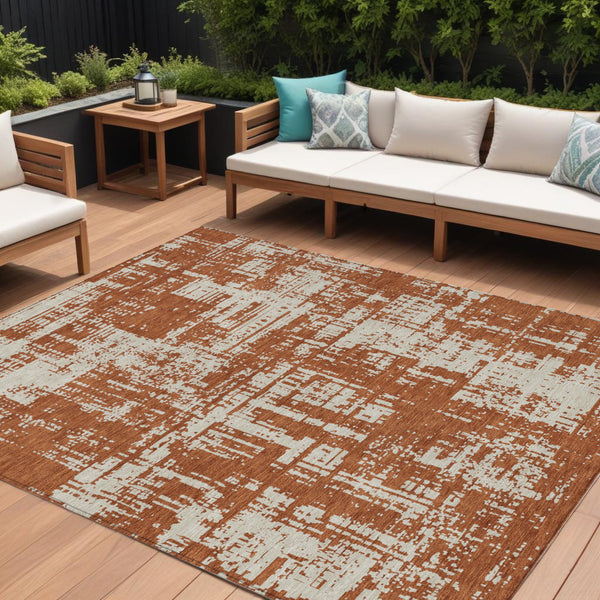 Homeroots 3' Aqua And Ivory Abstract Washable Area Rug For Indoor Outdoor Spaces - Durable And Stylish Design 9' X 12' Polyester 593220