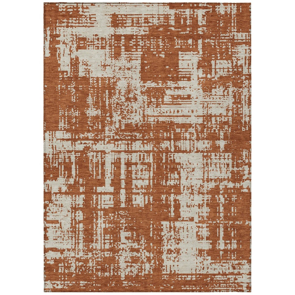 HomeRoots 9' Brown and Ivory Abstract Area Rug – Stylish, Durable, Washable Indoor/Outdoor Design for Any Space 9' X 12' 593220