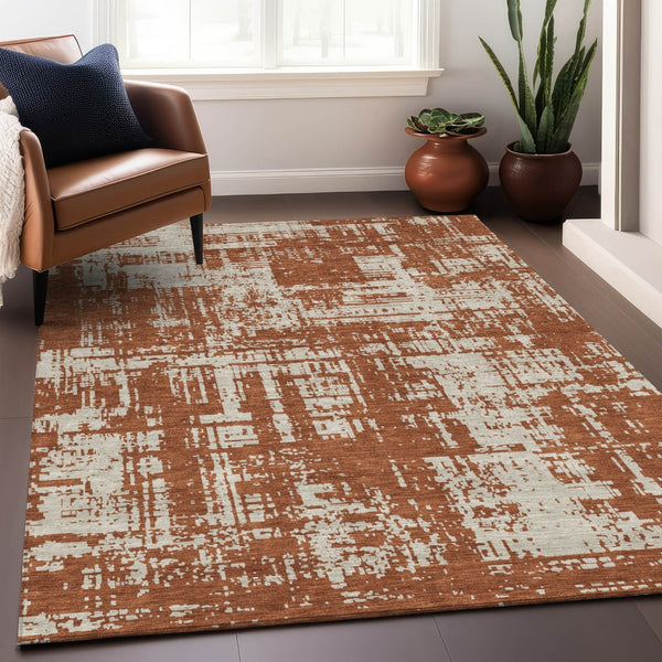 Homeroots 3' Aqua And Ivory Abstract Washable Area Rug For Indoor Outdoor Spaces - Durable And Stylish Design 10' X 14' Polyester 593221