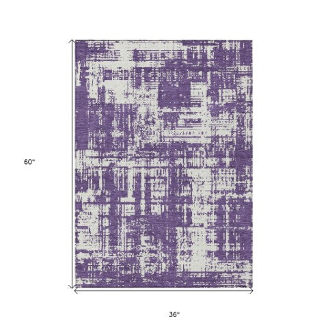 Homeroots 3' Aqua And Ivory Abstract Washable Area Rug For Indoor Outdoor Spaces - Durable And Stylish Design 3' X 5' Polyester 593222