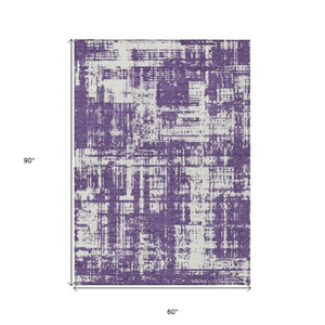 Homeroots 3' Aqua And Ivory Abstract Washable Area Rug For Indoor Outdoor Spaces - Durable And Stylish Design 5' X 8' Polyester 593223