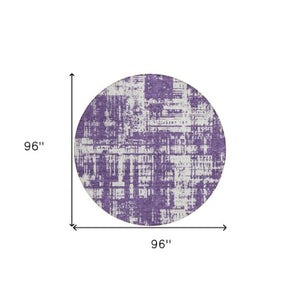 Homeroots 3' Aqua And Ivory Abstract Washable Area Rug For Indoor Outdoor Spaces - Durable And Stylish Design 8' Round Polyester 593224