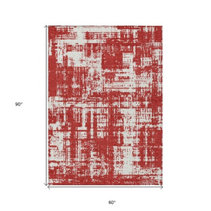 Homeroots 3' Aqua And Ivory Abstract Washable Area Rug For Indoor Outdoor Spaces - Durable And Stylish Design 5' X 8' Polyester 593229