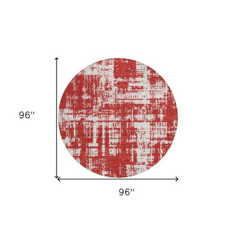 Homeroots 3' Aqua And Ivory Abstract Washable Area Rug For Indoor Outdoor Spaces - Durable And Stylish Design 8' Round Polyester 593230