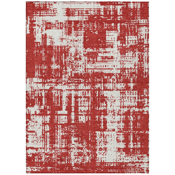 HomeRoots 9' Red and Ivory Abstract Area Rug - Durable, Washable Design for Indoor & Outdoor Use, Easy Care 9' X 12' 593232