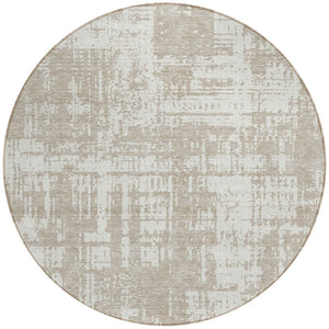 Homeroots 3' Aqua And Ivory Abstract Washable Area Rug For Indoor Outdoor Spaces - Durable And Stylish Design 8' Round Polyester 593236