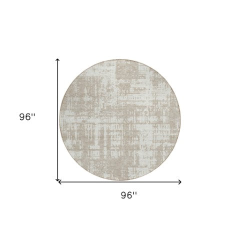 Homeroots 3' Aqua And Ivory Abstract Washable Area Rug For Indoor Outdoor Spaces - Durable And Stylish Design 8' Round Polyester 593236